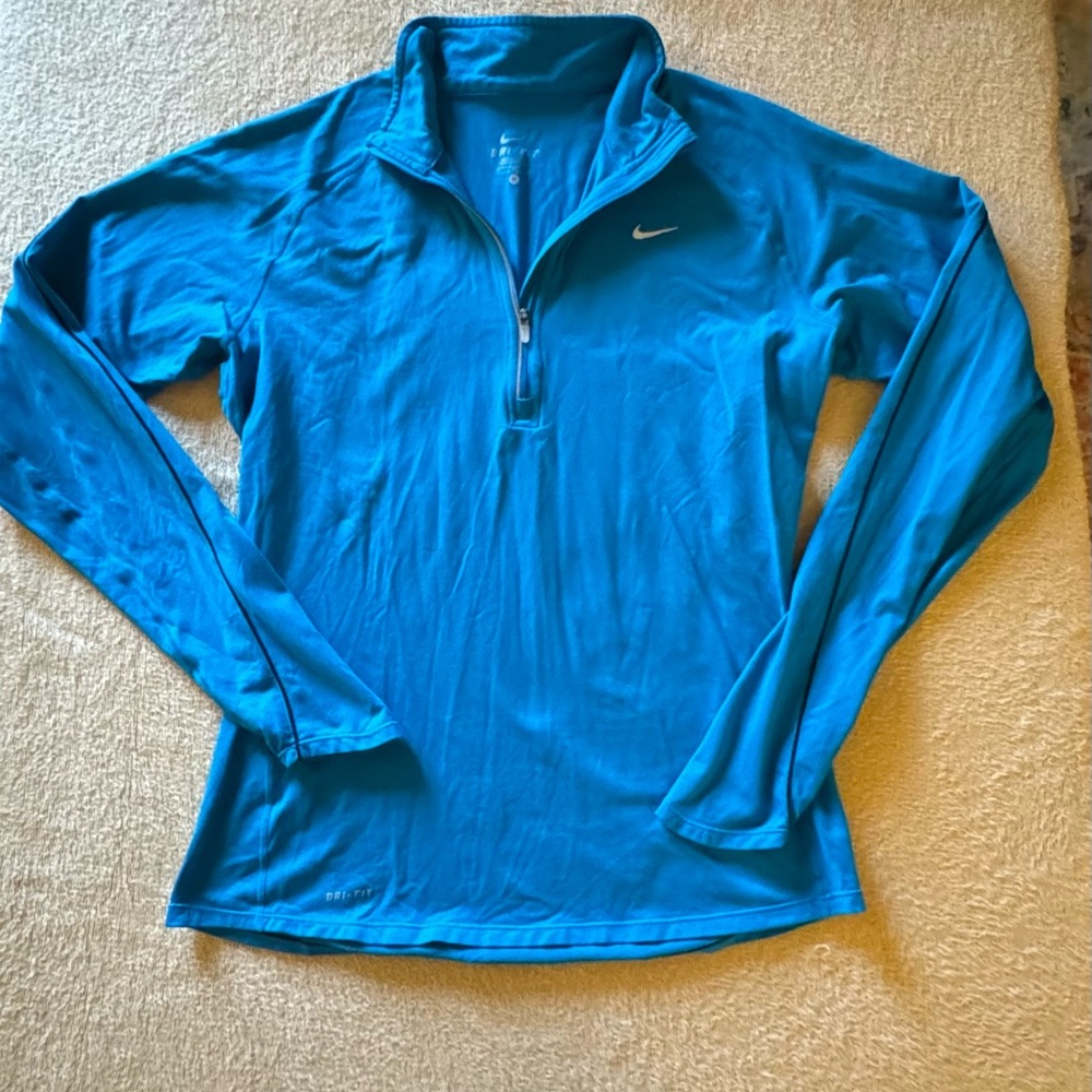 Nike Vibrant Teal Blue Quarter-Zip Top